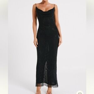 Sold ❌MESHKI - Madelline Diamante Mesh Cowl Maxi Dress
